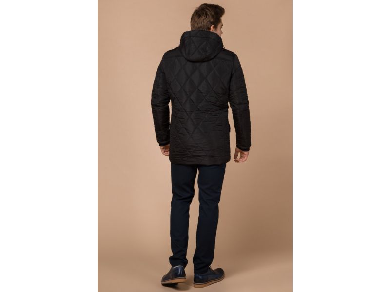 Черная мужская куртка с качественной фурнитурой зимняя модель 44842, фото 5