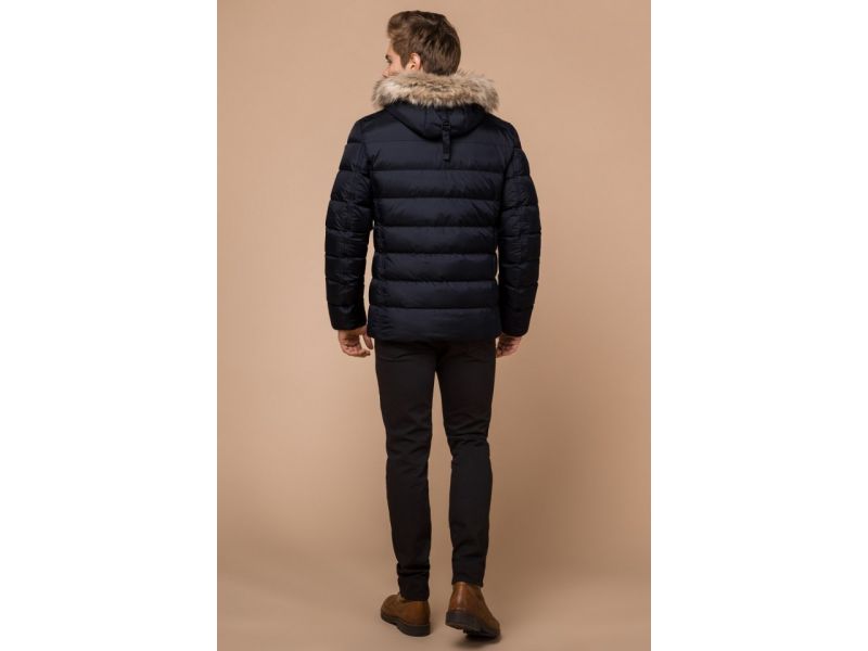 Сине-черная мужская зимняя куртка с карманами модель 16115, фото 5