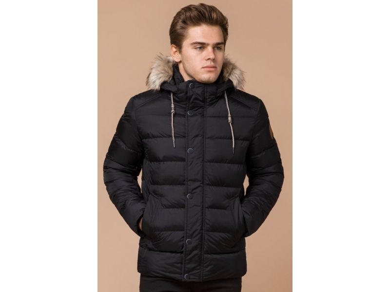 Зимняя куртка черного цвета для мужчин практичная модель 16115, фото 4