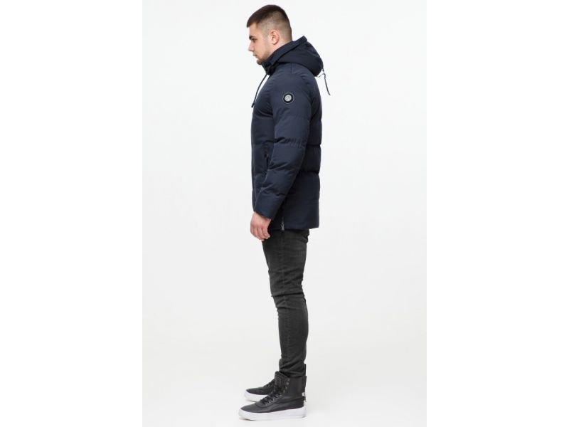 Куртка мужская молодежная синяя с капюшоном зимняя модель 25280, фото 5