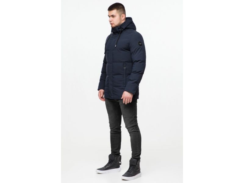 Куртка мужская молодежная синяя с капюшоном зимняя модель 25280, фото 4