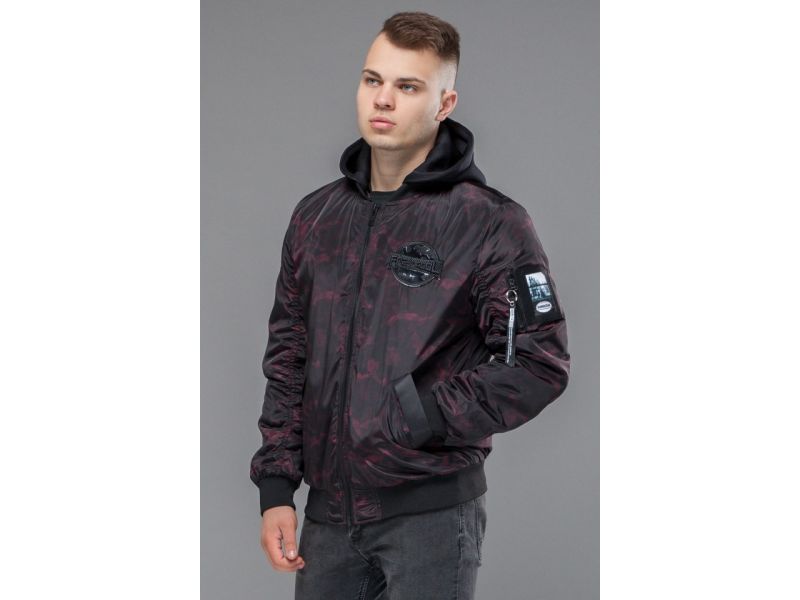 Черно-красный бомбер осенне-весенний молодежный мужской модель 30155, фото 4