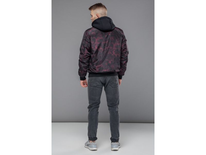 Черно-красный бомбер осенне-весенний молодежный мужской модель 30155, фото 5