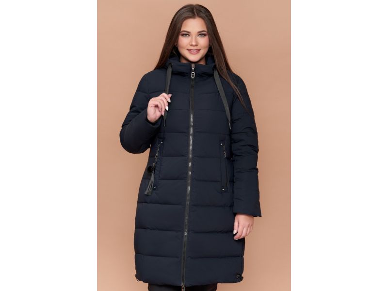 Женский темно-синий зимний пуховик большого размера модель 25045, фото 4