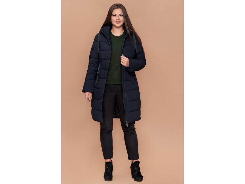 Женский темно-синий зимний пуховик большого размера модель 25045, фото 3