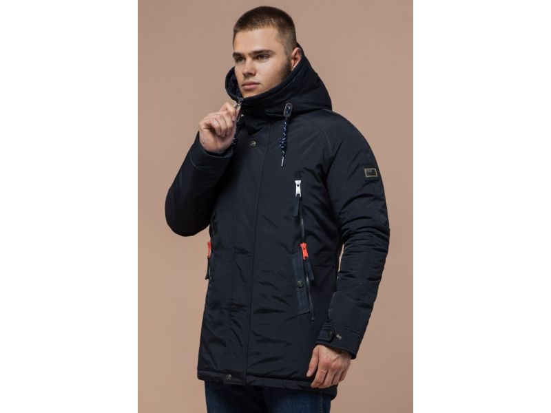 Парка зимняя темно-синяя мужская теплая модель 3587, фото 4