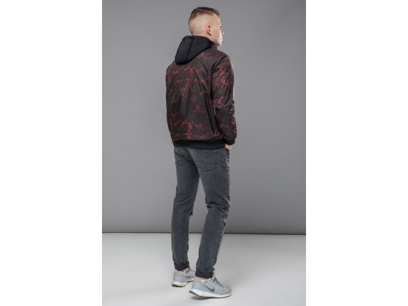 Черно-красный короткий бомбер осенне-весенний мужской молодежный модель 14262, фото 5