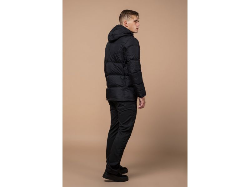 Зимняя куртка качественного пошива мужская цвет графит модель 2609, фото 5