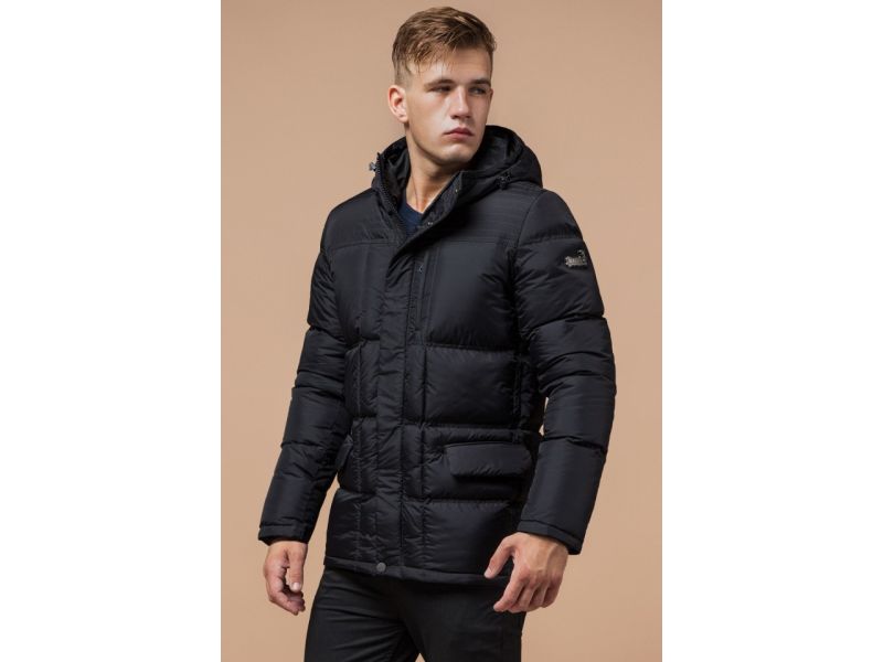 Зимняя куртка качественного пошива мужская цвет графит модель 2609, фото 4