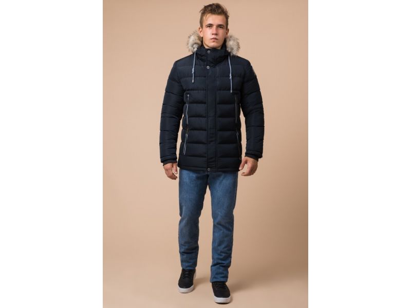 Мужская зимняя куртка темно-синяя модель 20128, фото 4