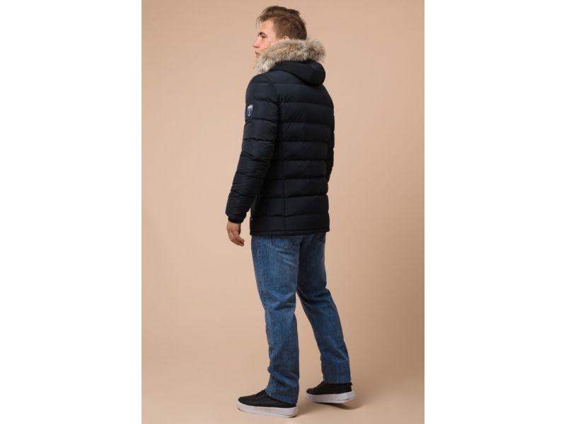 Черно-синяя мужская куртка на зиму модель 20128, фото 5