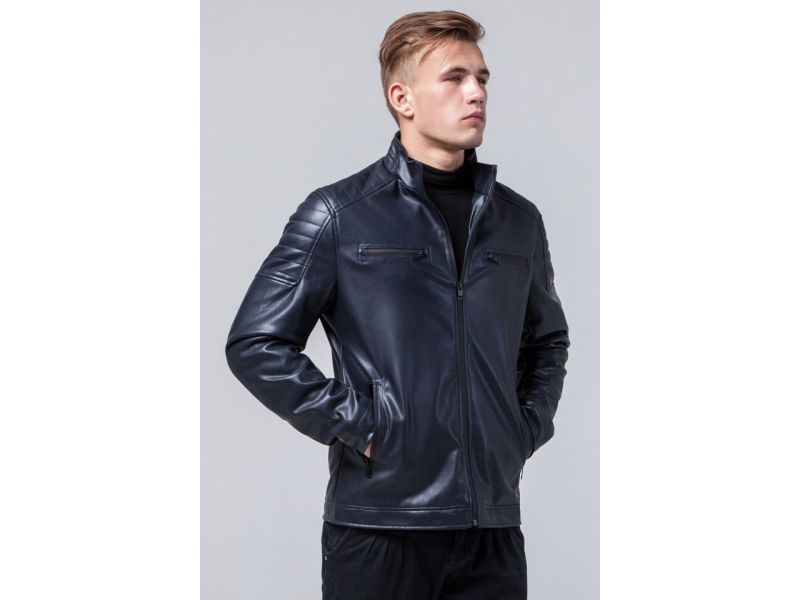 Темно-синяя мужская молодежная осенне-весенняя куртка модель 2612, фото 4