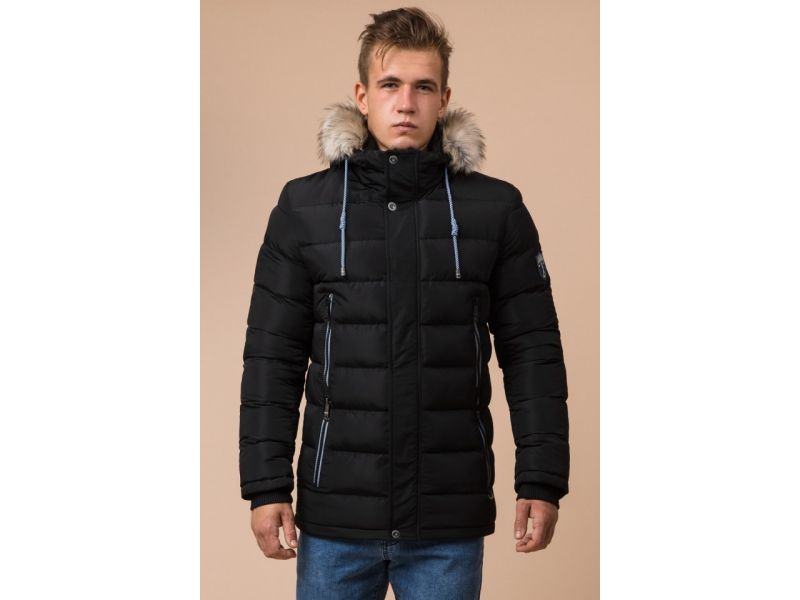 Высококачественная черная мужская куртка зимняя модель 20128, фото 4