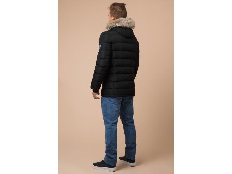 Высококачественная черная мужская куртка зимняя модель 20128, фото 5