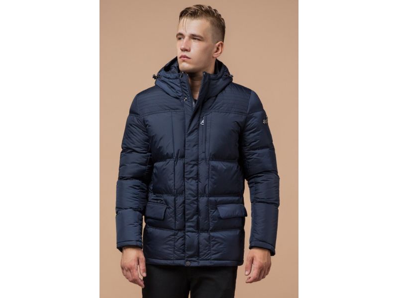 Зимняя фирменная куртка мужская цвет темно-синий модель 2609, фото 4