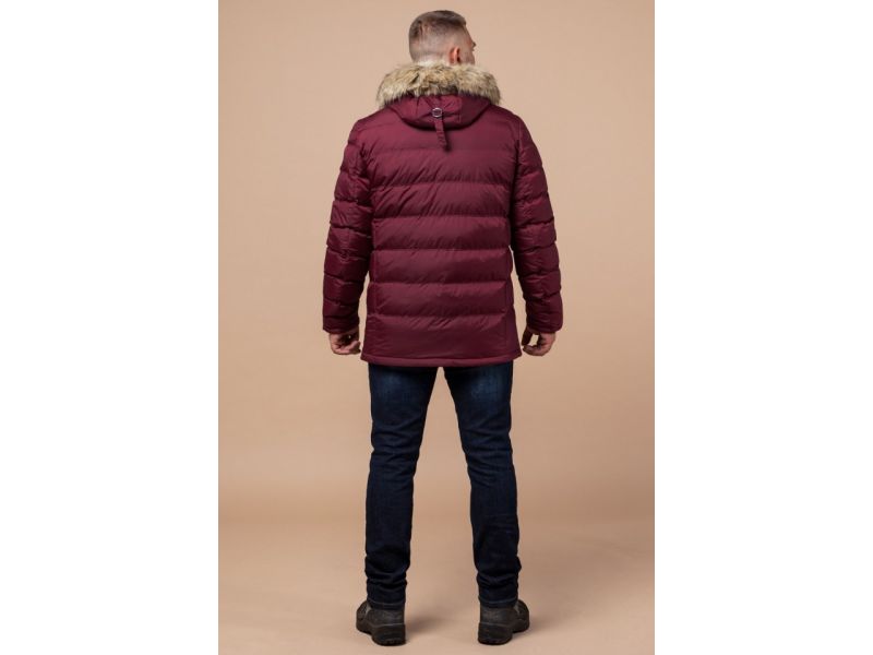 Мужская модная куртка на зиму бордовая модель 21226, фото 5