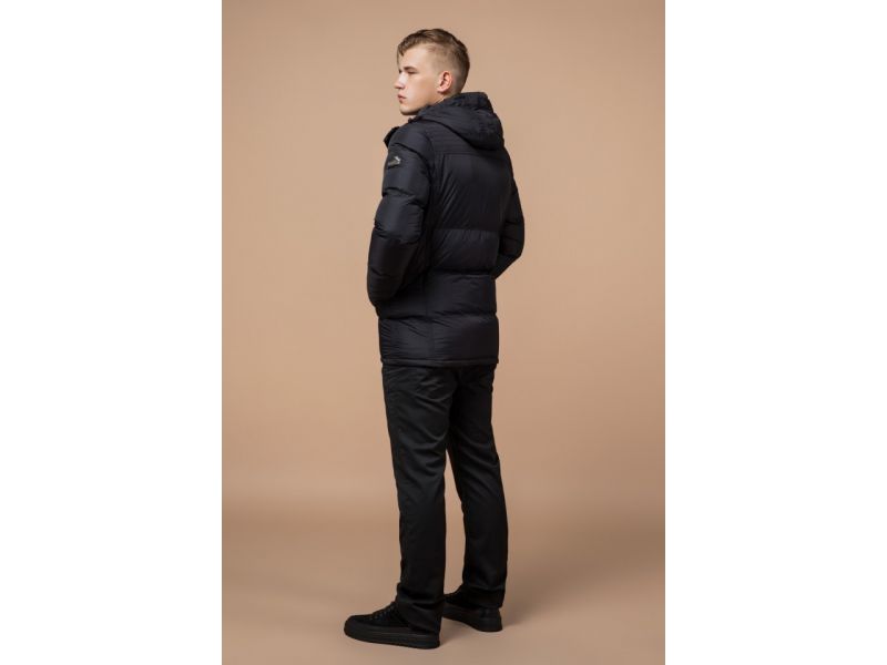 Зимняя черная мужская комфортная куртка модель 2609, фото 5