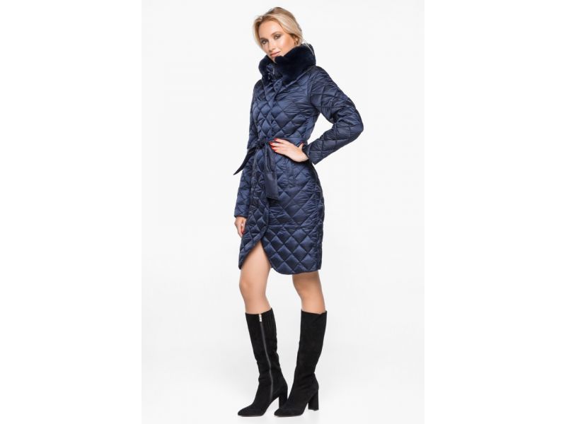 Воздуховик зимний качественного пошива женский цвет синий бархат модель 31030, фото 4