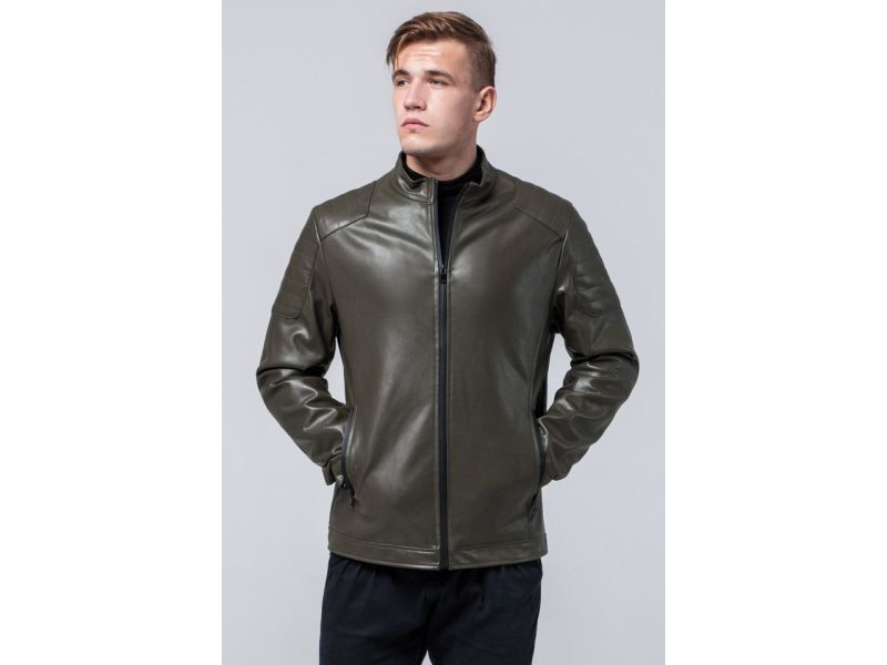 Осенне-весенняя куртка цвета хаки мужская молодежная модель 4129, фото 4