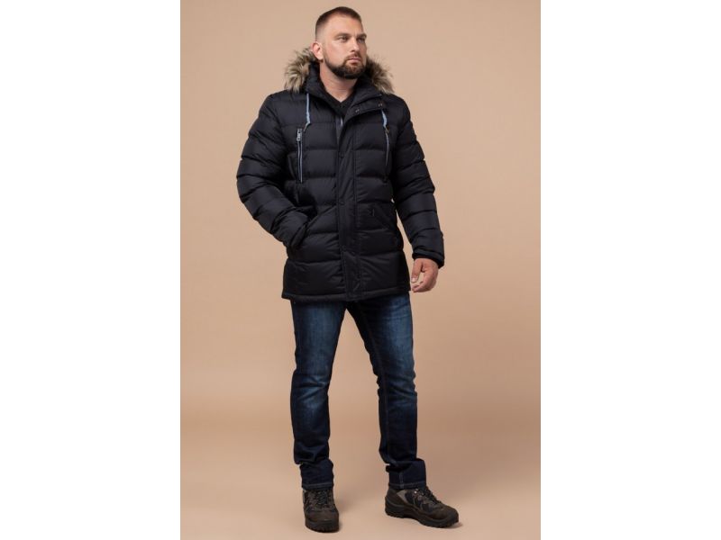 Зимняя мужская куртка практичная черная модель 21226, фото 4