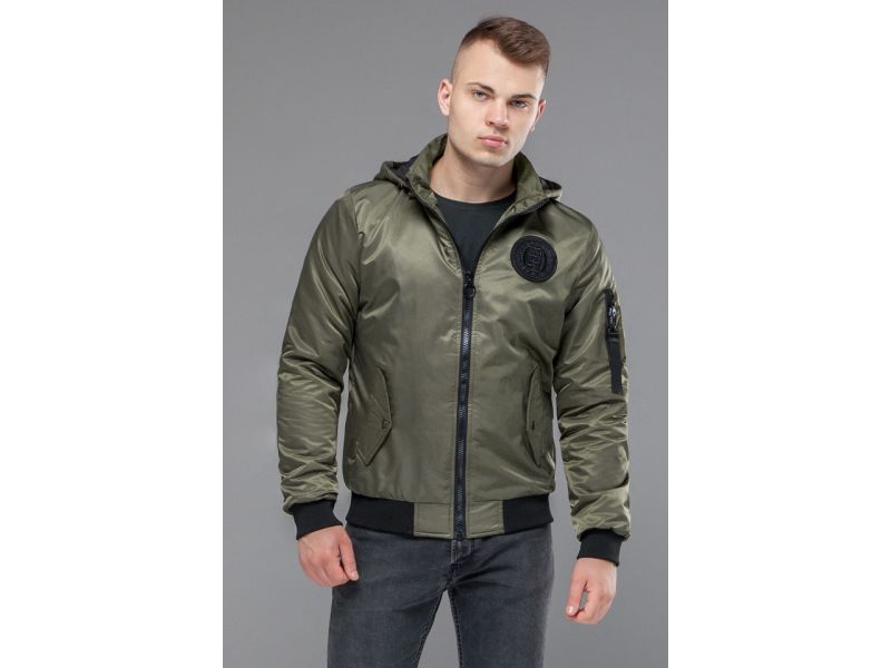 Бомбер осенне-весенний мужской молодежный цвет хаки модель 30525, фото 4