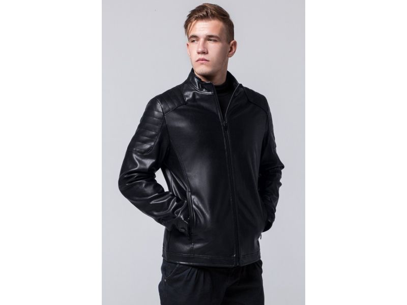 Черная мужская осенне-весенняя куртка легкая модель 4129, фото 4