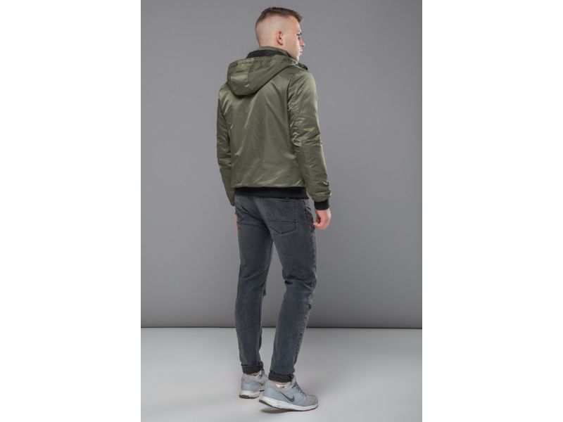 Бомбер осенне-весенний мужской молодежный цвет хаки модель 30525, фото 5