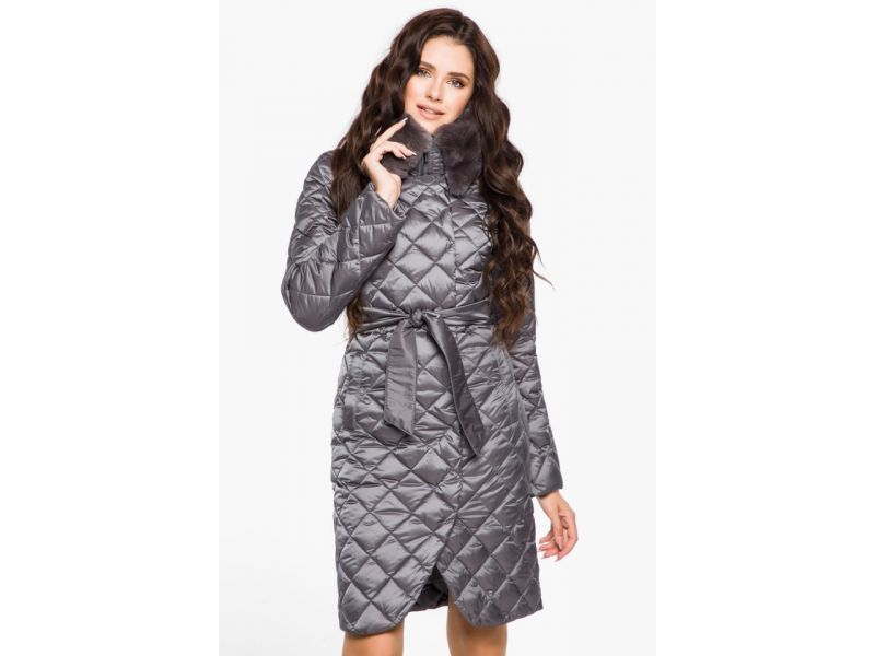 Воздуховик женский зимний жемчужно-серого цвета качественный модель 31030, фото 4