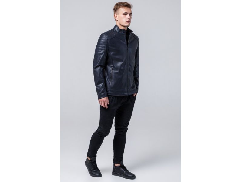 Темно-синяя куртка осенне-весенняя мужская молодежная модель 4129, фото 4
