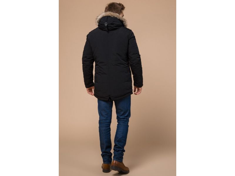 Черная мужская парка на зиму модель 15231, фото 4