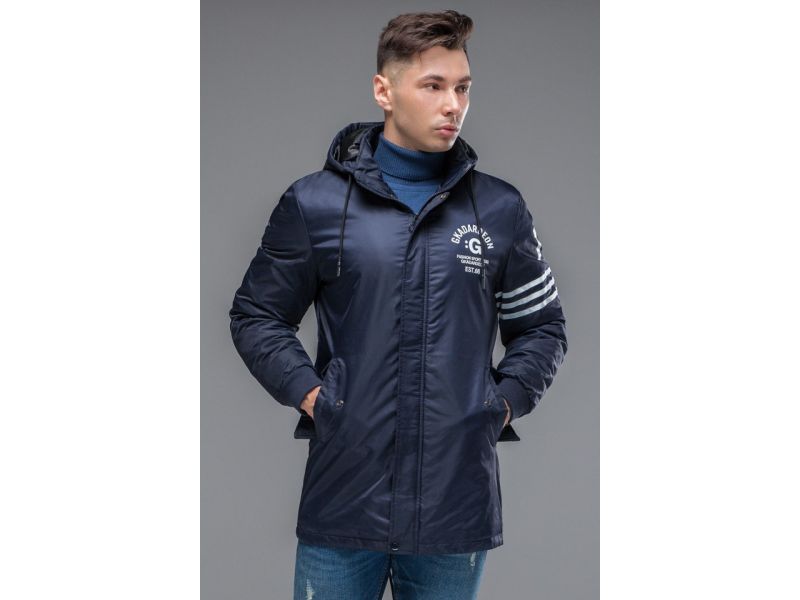Парка осенне-весенняя синяя молодежная мужская модель 31292, фото 4