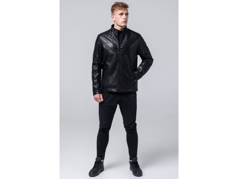 Черная куртка молодежная осенне-весенняя на молнии модель 2825, фото 4