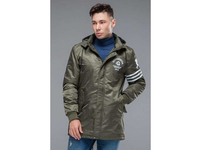 Парка молодежная мужская осенне-весенняя цвета хаки модель 31292, фото 4