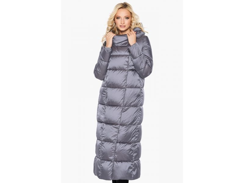 Стильный жемчужно-серый воздуховик зимний женский модель 31056, фото 4
