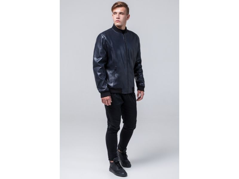 Молодежная темно-синяя куртка мужская осенне-весенняя модель 4055, фото 4