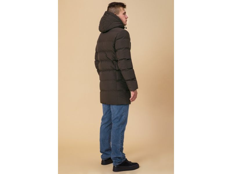Коричневая мужская зимняя куртка с карманами модель 29077, фото 5