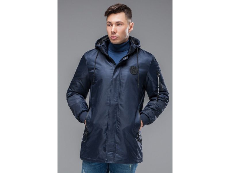 Синяя осенне-весенняя парка молодежная мужская модель 20595, фото 4