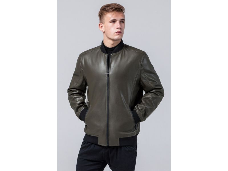 Куртка цвета хаки осенне-весенняя мужская молодежная модель 4055, фото 4