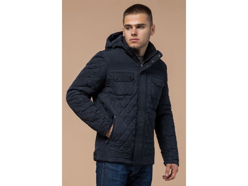 Мужская темно-синяя качественная куртка зимняя модель 1698, фото 4