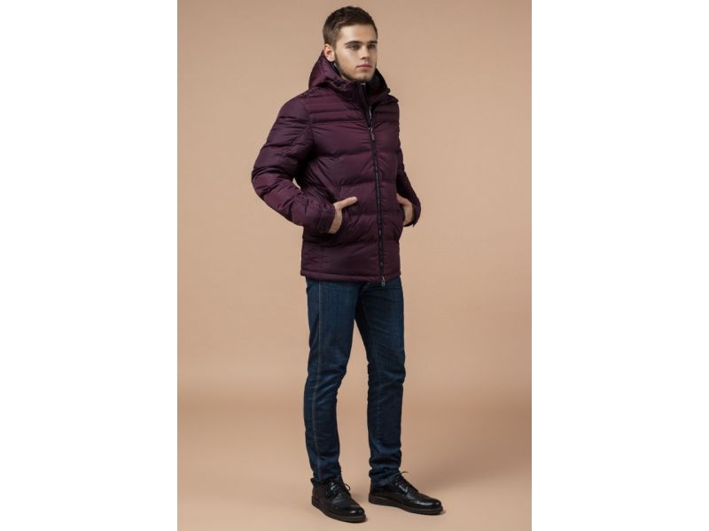 Зимняя темно-бордовая мужская куртка модель 26055, фото 4