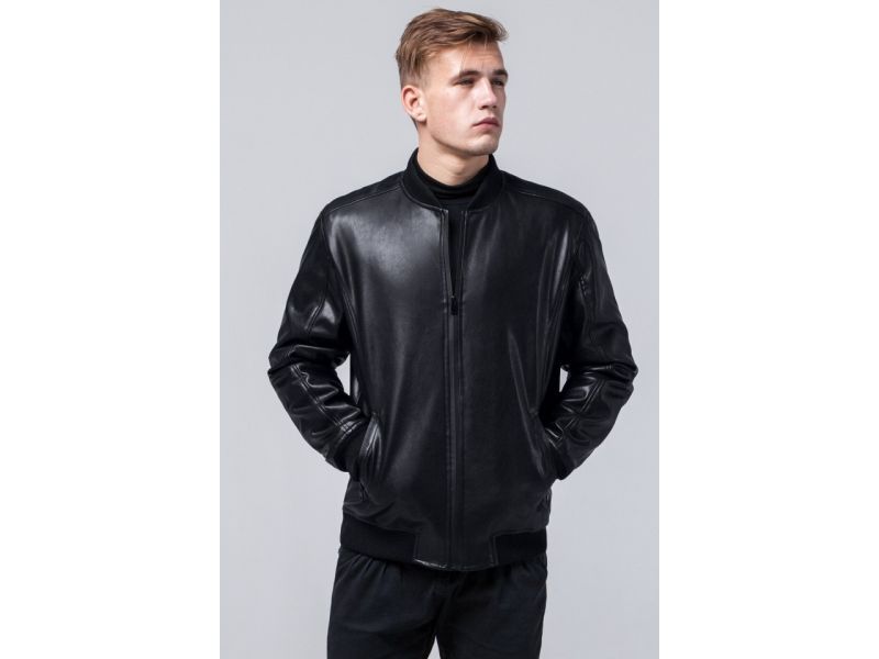 Куртка черная мужская осенне-весенняя молодежная с манжетами модель 4055, фото 4