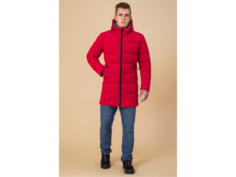 Мужская красная зимняя куртка прямого кроя модель 29077, фото 5