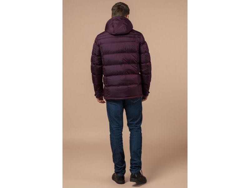 Зимняя темно-бордовая мужская куртка модель 26055, фото 5