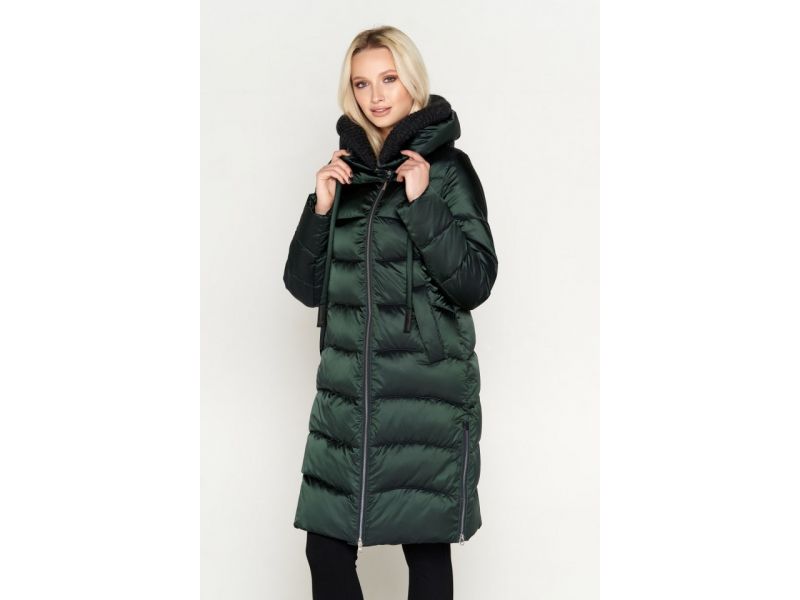 Женский зимний воздуховик на молнии зеленый модель 27005, фото 4