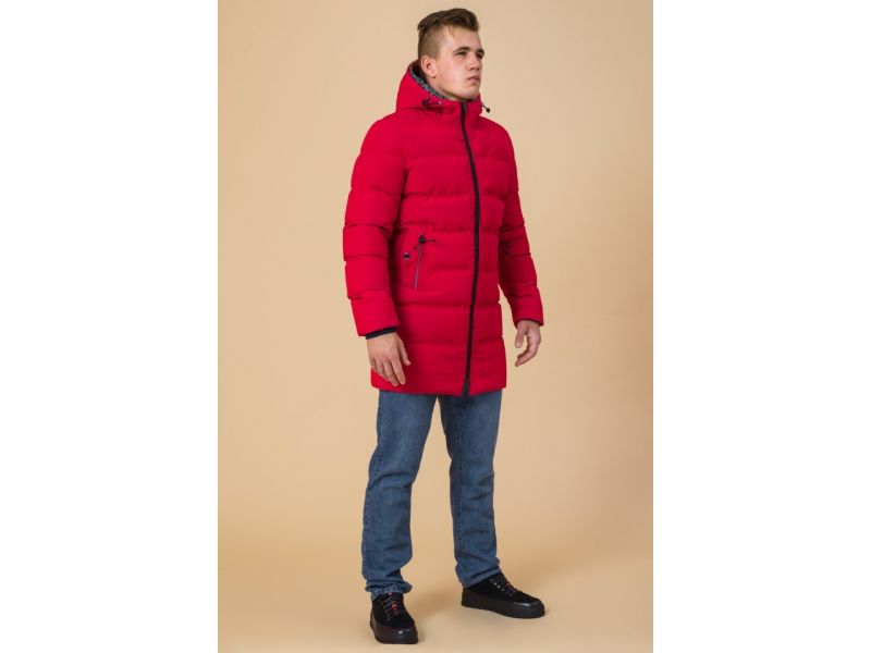 Мужская красная зимняя куртка прямого кроя модель 29077, фото 4