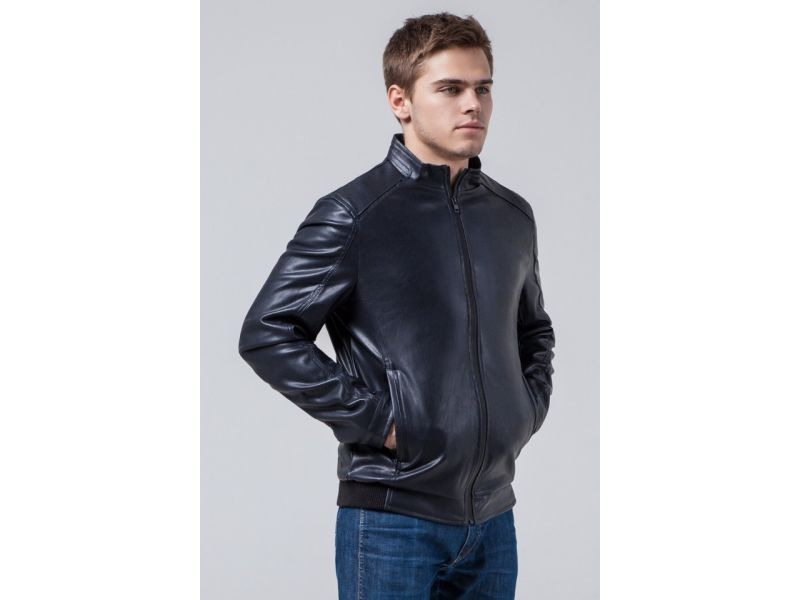 Темно-синяя молодежная непромокаемая куртка осенне-весенняя для мужчин модель 1588, фото 4