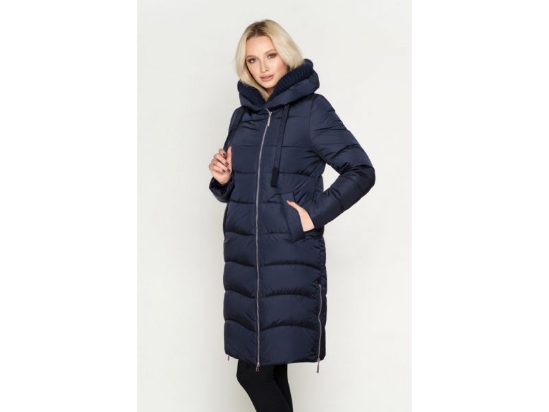 Синий зимний женский воздуховик с манжетами модель 27005, фото 4