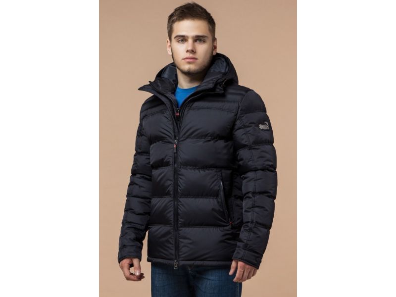 Зимняя мужская куртка с капюшоном черная модель 26055, фото 4