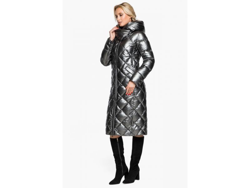 Зимний женский воздуховик цвет темное серебро модель 31031, фото 3