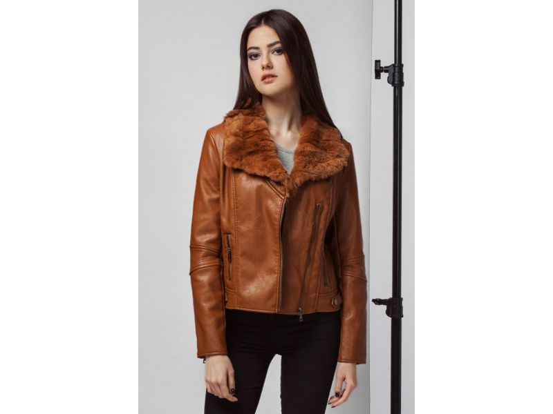 Пуховик женский коричневый молодежный осенне-весенний модель 25522, фото 3